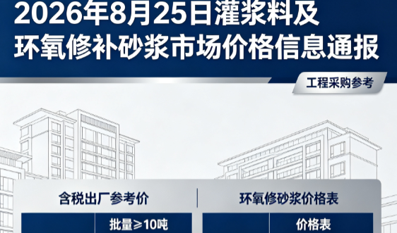 黎平2026年8月25日灌浆料及环氧修补砂浆市场价格信息通报